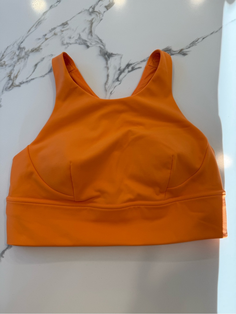 Lululemon High-Neck Sports Bra in Bright Orange
